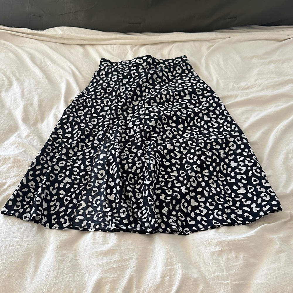 SHEIN Black and White Animal Print A-Line Skirt